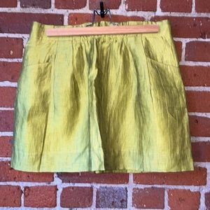 J. Crew Skirt Front Pockets Ruched Waist Bright Green Size 4